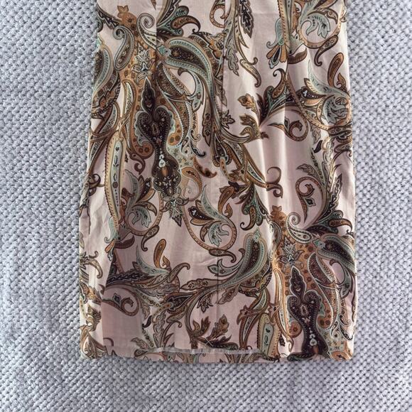 Tommy Bahama Dress Womens 12 Brown Zanzi Paisley Sheath Knee Lenght Scoop Neck - Picture 7 of 14